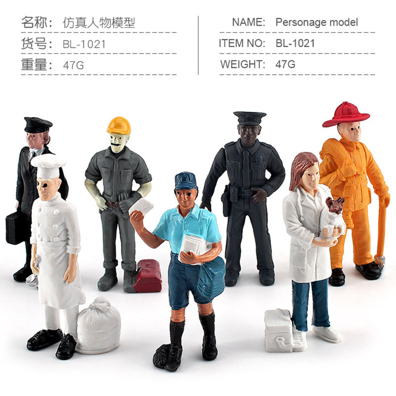 Transfronteriza simulación policía bombero construcción trabajador cartero figura modelo micro muñeca escena decoración juguete