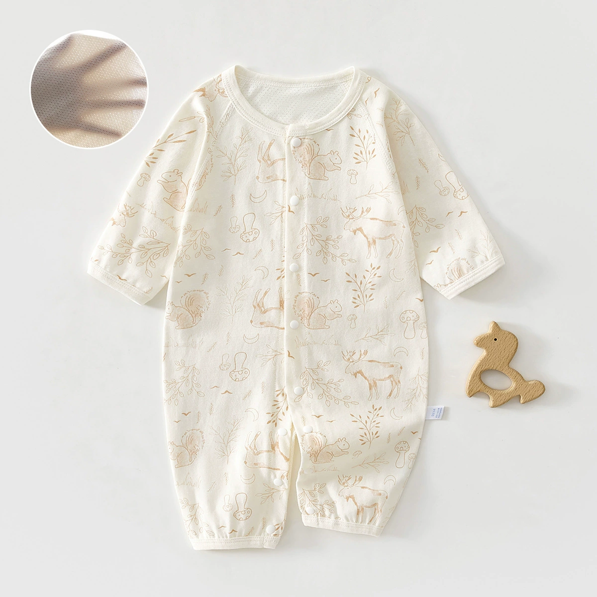 Детская спинка сетчатый комбинезон хлопок летом тонкий ребенок с длинными рукавами, воздушный костюм для новорожденных пижама одежда летом