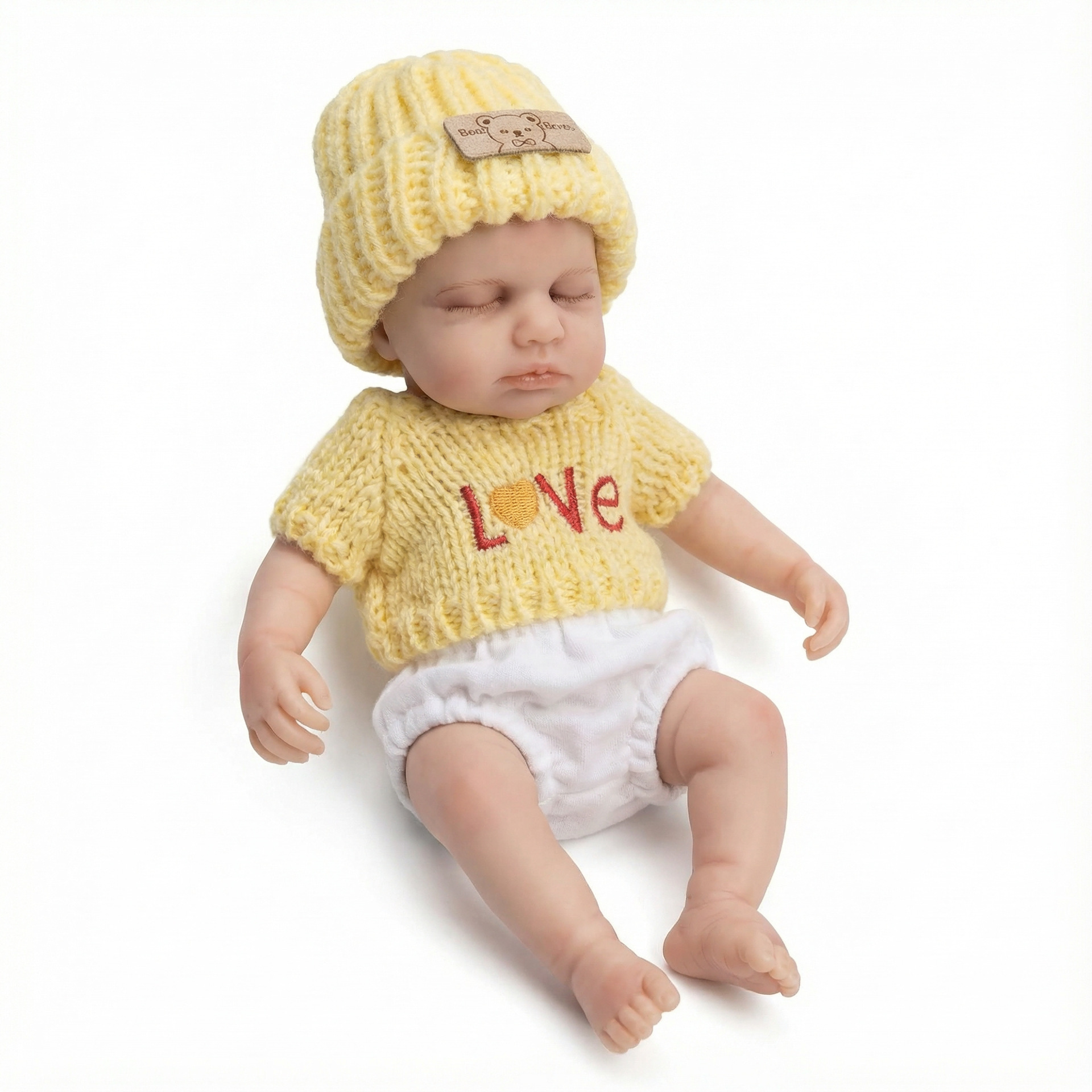 8 pulgadas amarillo conjunto de manga corta muñeca de simulación sólida de silicona para niños de Navidad sólida de silicona