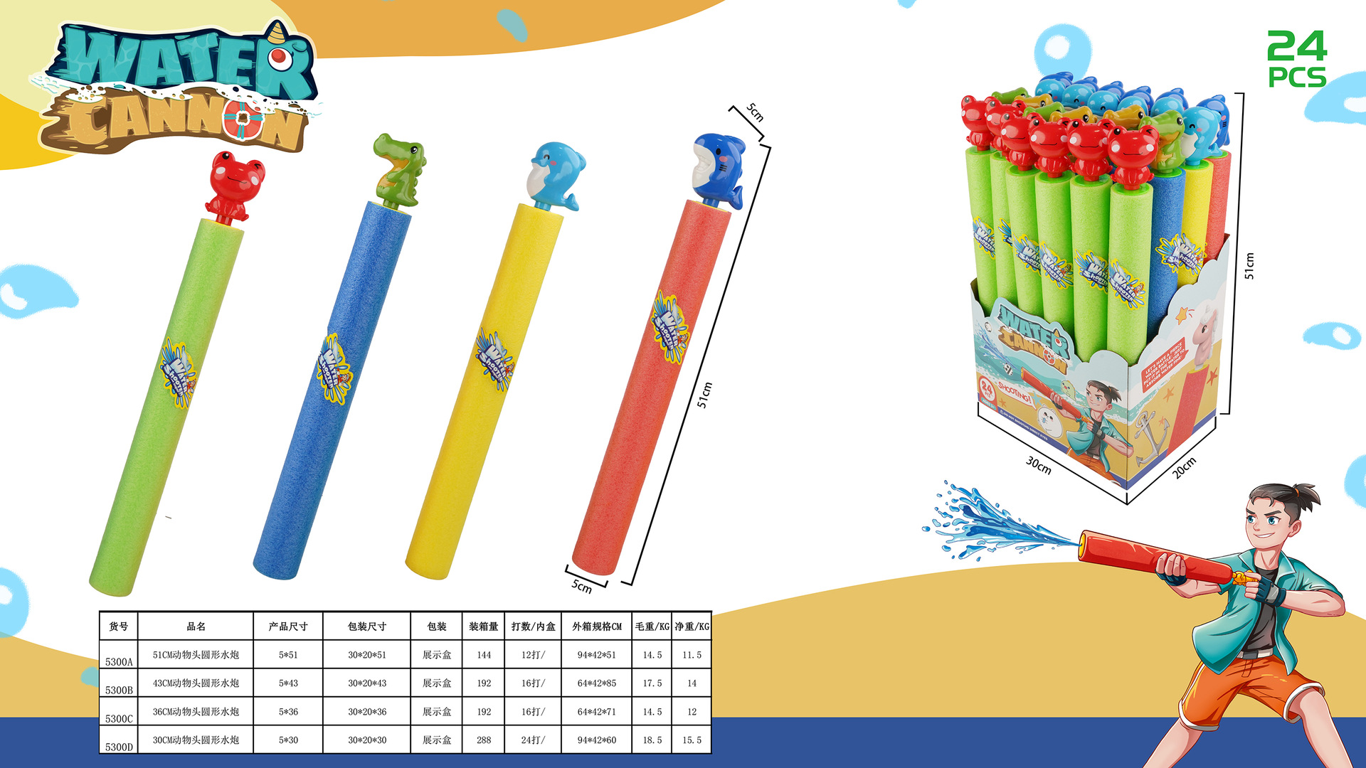 Pistolas de agua transfronterizas, juguetes de agua para niños, pistolas de agua con cabeza de animal de tiro tirado, batallas de agua de alta presión y alcance de largo alcance