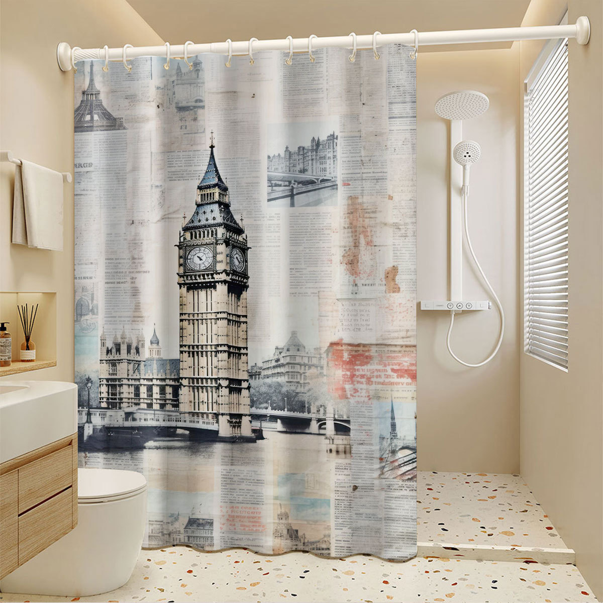 Polyester Is Water-repellent Mold-resistant, No Drilling Required, Creating A Nostalgic Bathing Space Suitable For Use_voghion.com