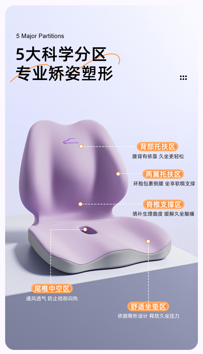 Car Seat Cushion with Lumbar Support for Office Chair, Multifunctional Backrest Cushion for Car