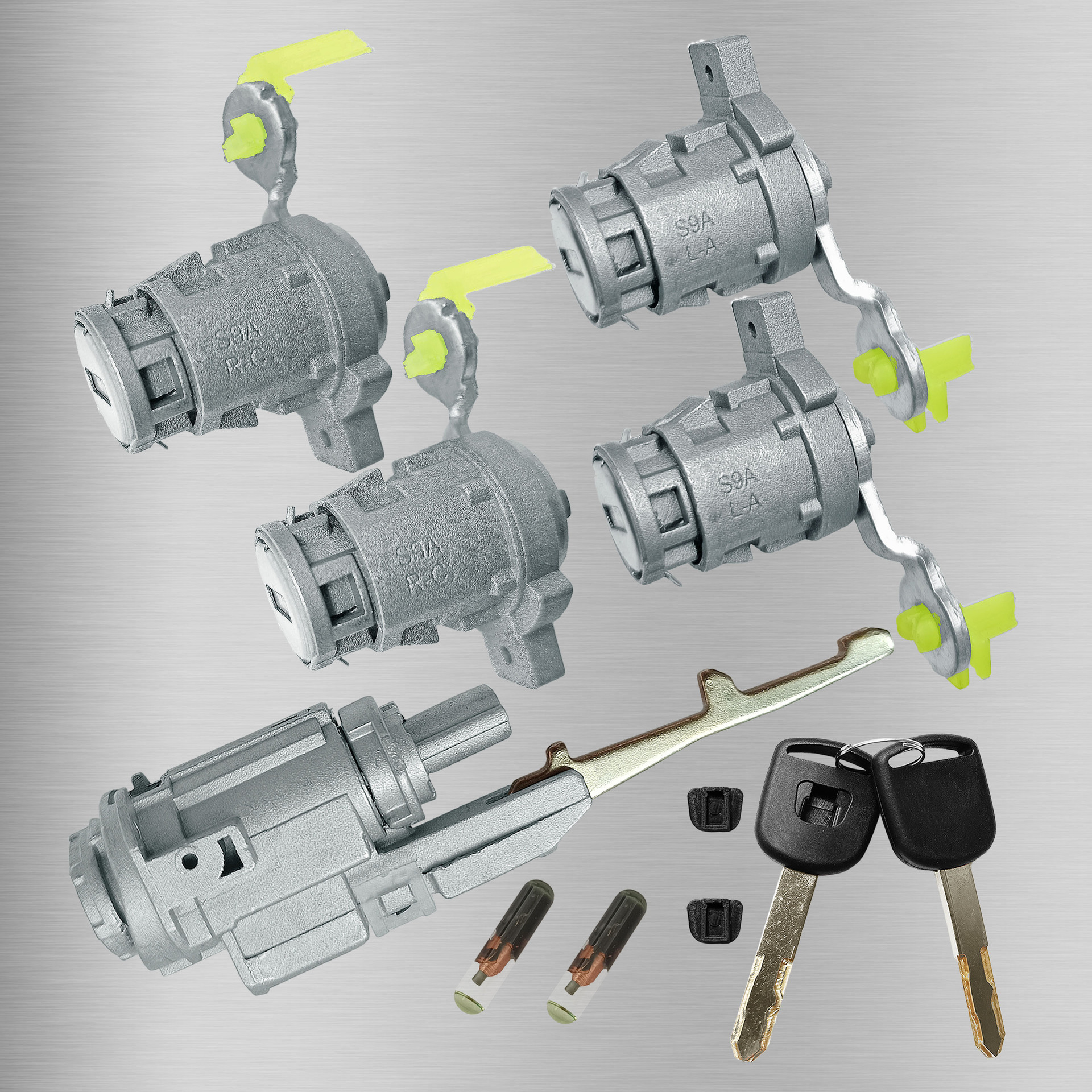 Aplicable a Honda CRV todo el cilindro de la cerradura con chip 4 cerraduras de puerta cerradura de ignición accesorios de automóviles