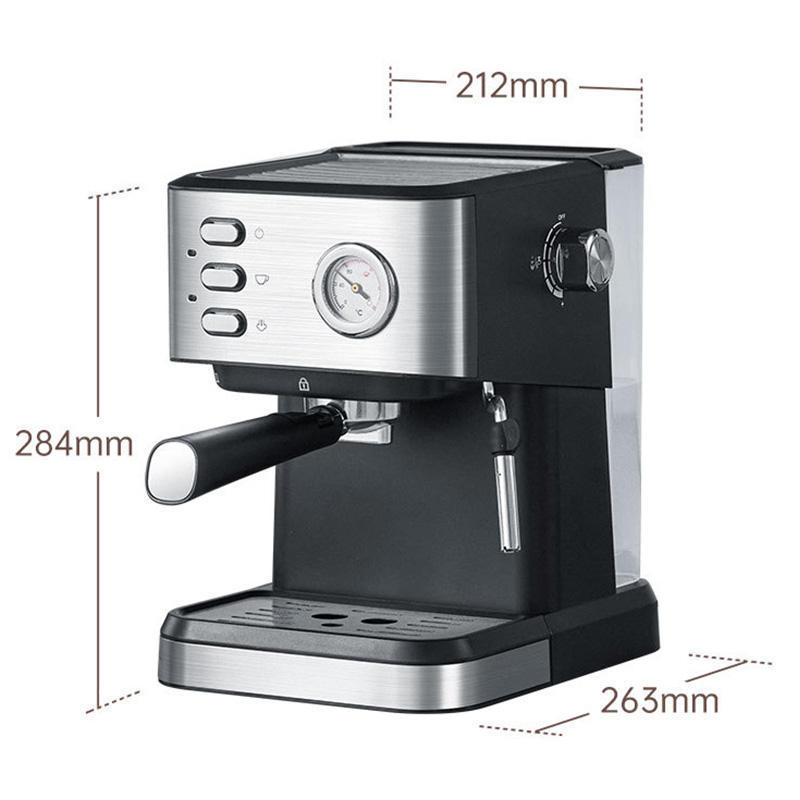 Suministro de máquinas de café para uso doméstico, máquinas pequeñas semiautomáticas con espumador de leche a vapor de diseño elegante, café expreso para oficina, estilo retro.