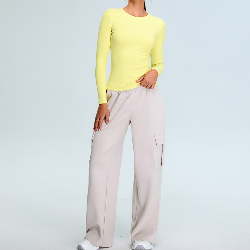 Nuevo conjunto de yoga delgado transfronterizo, camiseta deportiva desnuda de rosca fina para mujeres, conjunto de ropa de ejercicio para correr