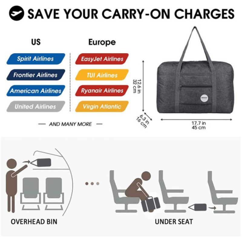 Inventario de nueva moda bolsa de artículos personales bolsa de viaje bolsa de equipaje plegable bajo el asiento bolsa de mano al por mayor