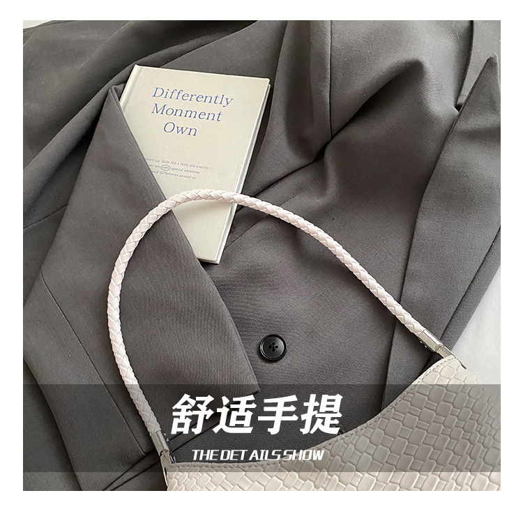 Solid color casual woven pattern large-capacity fashionable 2025 retro new style, elegant underarm bag, single-shoulder hand-carry ladies' bag Item Picture