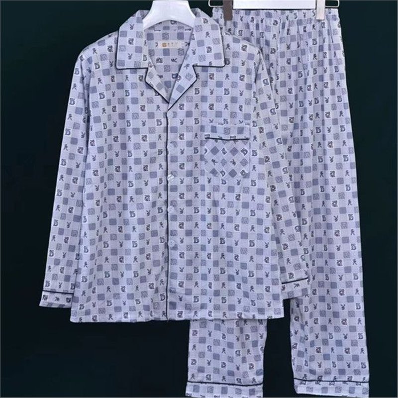 Pijamas de algodón masculinos primavera y otoño delgados pantalones de manga larga, jóvenes de mediana edad y ancianos, cardigans casuales, set de ropa para el hogar, cuatro temporadas