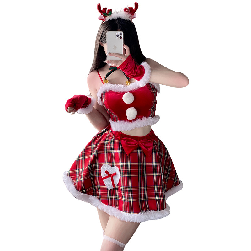 Xianqi grupo de mujeres japonesas y coreanas ropa de rendimiento de Año Nuevo puro deseo sexy traje de dos piezas fiesta ancla sexy ropa femenina S29 image 7