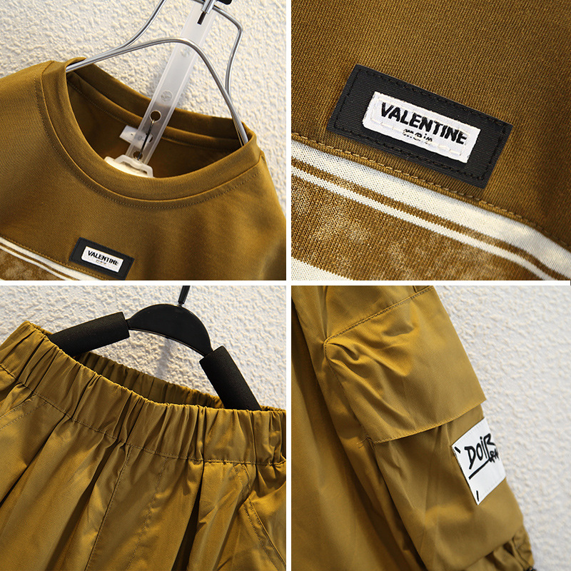 7979 ropa de verano para niños 2024 nuevo traje delgado de manga corta ropa para niños de moda de verano ropa para niños de media manga para niños