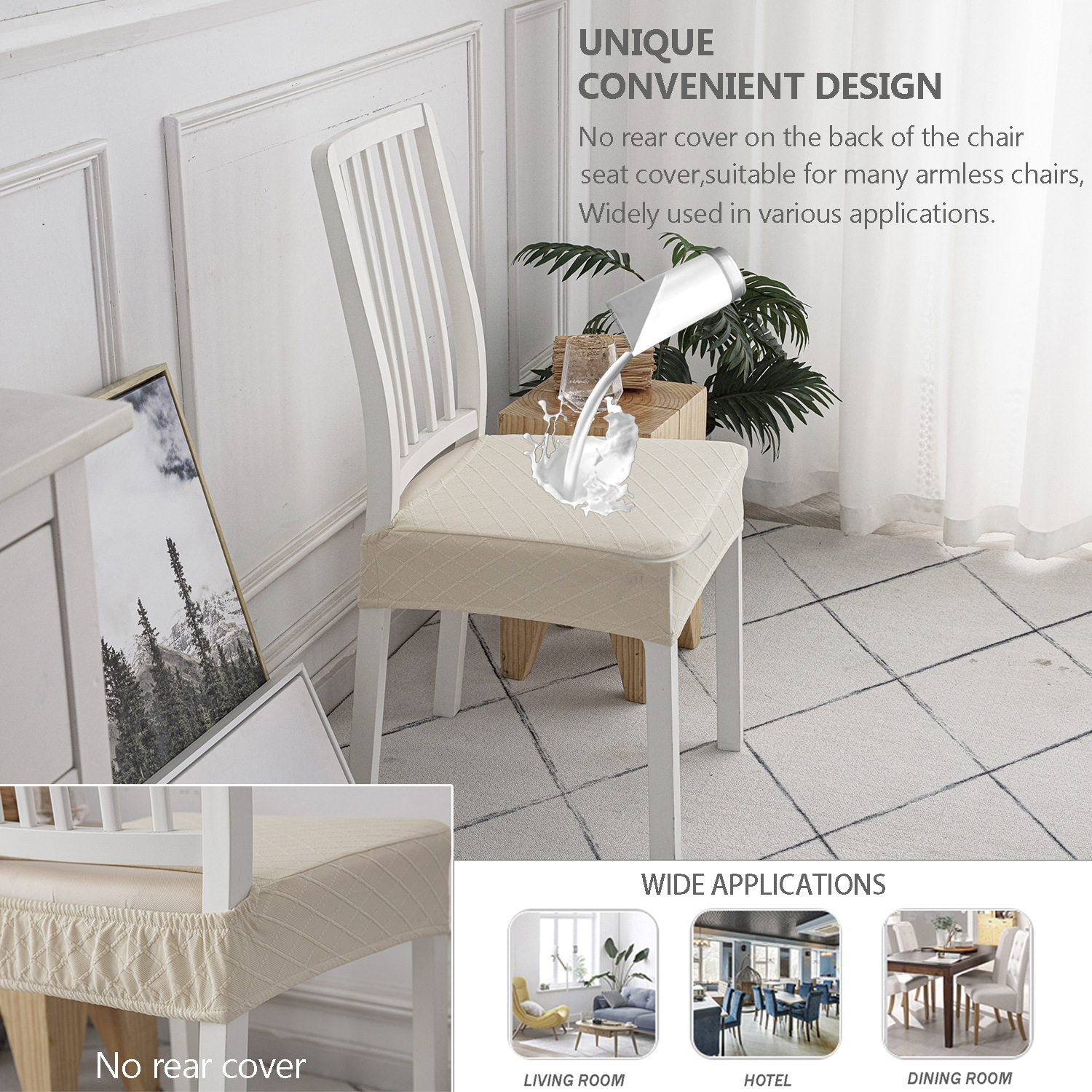Cubierta plegable impermeable transfronteriza para el hogar del hotel sin respaldo funda de cojín del asiento cubierta de la silla impermeable elástica jacquard