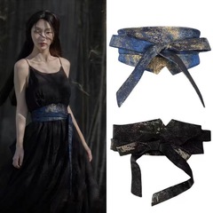 金ジャカードの両面ウエストシールのレトロな文芸漢服のベルトのストラップとファッションの優雅なワンピースのウエスト