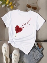 N 26721 Funny Heart Graffiti Print T-Shirt Ȥζӡ��T��