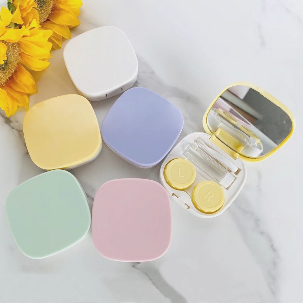 Simple And Portable Contact Lens Case Diy Glossy Oval Box Cosmetic Contact Lenses Couple Box Double Box Storage Box display picture 1