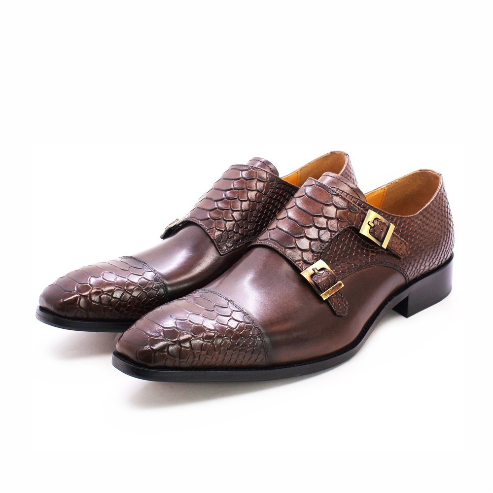 Liederschuhe fir Männer, nei Business Casual Liederschuhe aus echt Lieder, Retro Duebelschnalle Mönchschuhe fir Männer, Männerschuhe_voghion.com