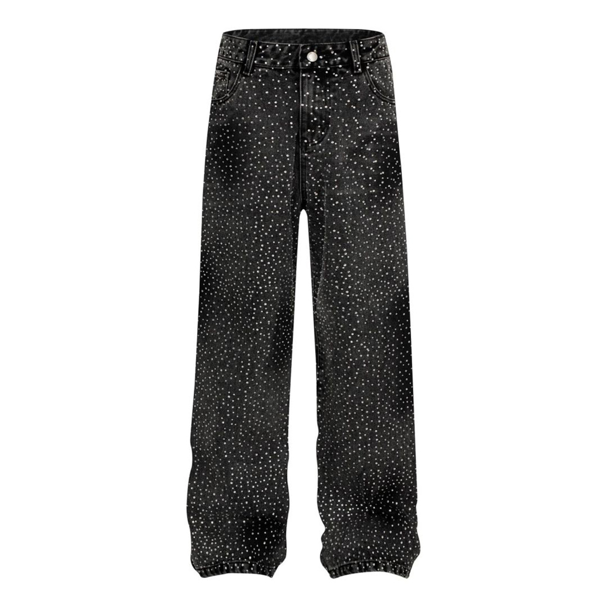 Retro American Chinese Style Couple Jeans Loose Wide Leg Floor Length Trousers With Rhinestones And Sparkles For Men Spring Autumn_mkmklike.com