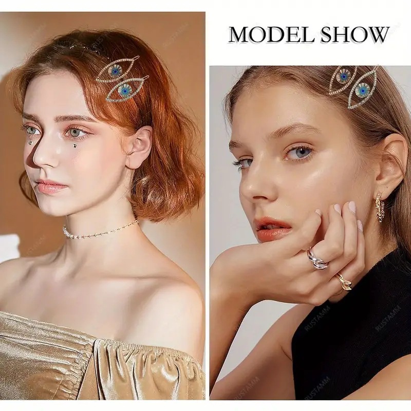 Casual, Daily, Shopping Occasion Alloy Material Retro Women's Devil's Eye Alloy Plating Inlay Rhinestones Hair Clip