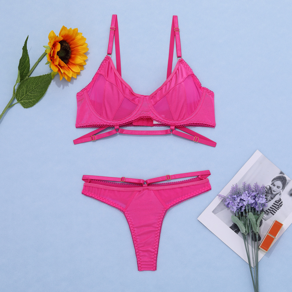 Mesh comfortable push-up wired two-piece set LS1666