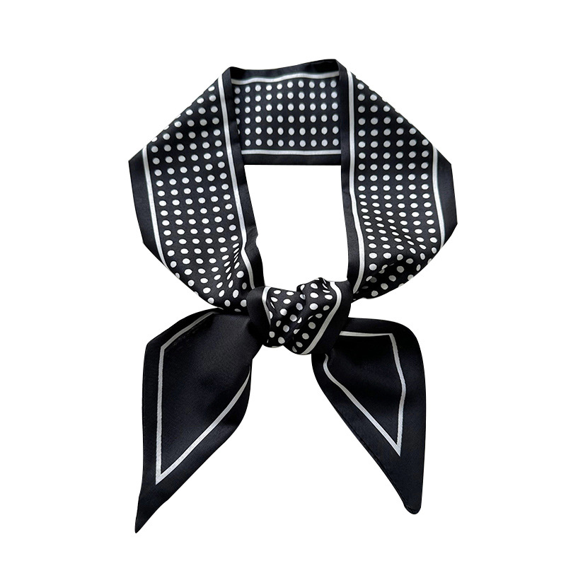 De gama alta simple bufanda de seda luz estilo de lujo banda de pelo arco lunares cinta moda todo-partido pequeño regalo