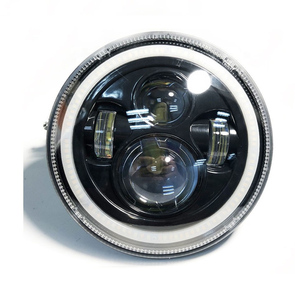 Mùmǎrén 7 Inch Angel Eye LED Car Light Motorcycle Modified Headlight Work Light (Motorcycle headlights, headlights) - 7-inch-yellow-white-light