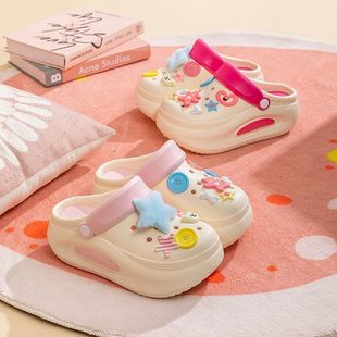 Summer Shoes Women's Cute Thick-soled Dopamine Height-increasing Hole Beach Non-slip Sandals Outer Wear Slippers Hole Shoes