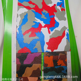 Abrasion Resistant and Scratch-Resistant Printed Camouflage Pattern Leather Colorful Spliced ​​Block Imitation Cowhide Camouflage Environmentally Friendly Luggage Leather