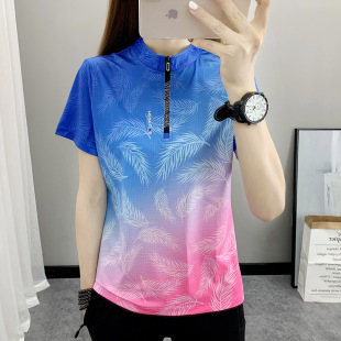 22B36 Summer Thin Quick-drying T-shirt Women's Outdoor Running Quick-drying Clothes Sports Short T Breathable Moisture-wicking Quick-drying Clothes