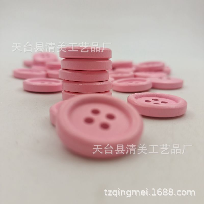 20mm de madera rosa borde fino botón de madera diy suministros decorativos de cuatro ojos botón artesanía 40 piezas un paquete