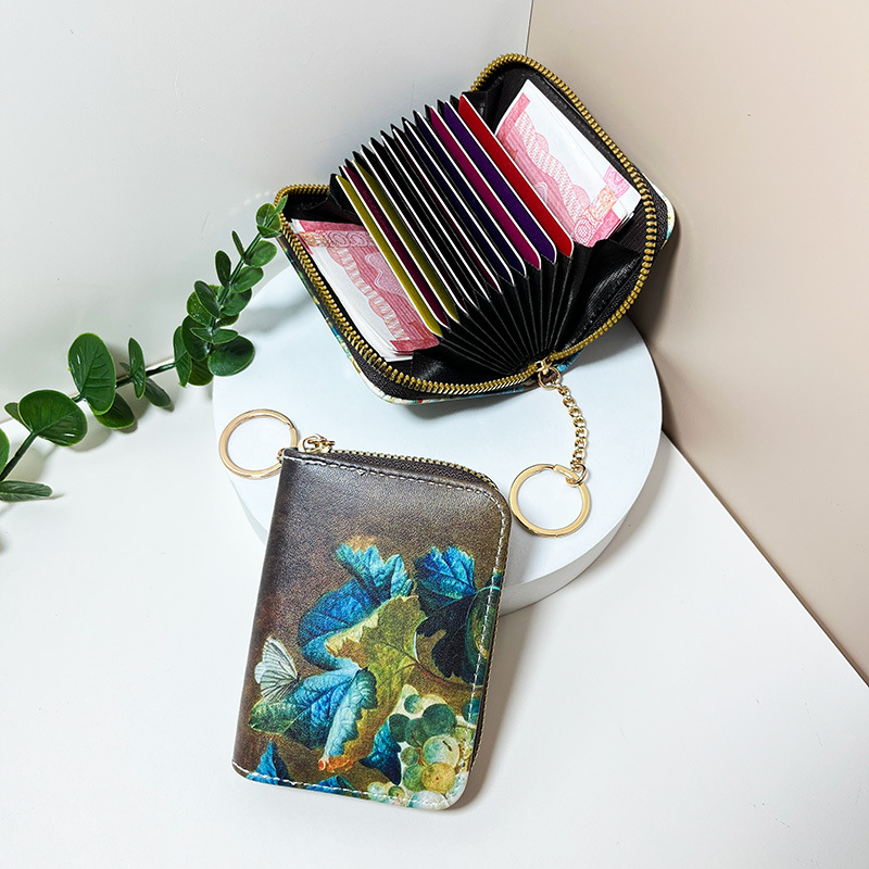 Women's 2023 New Digital Printing 14-Card Accordion Storage Bag with Multiple Card Slots and Large Capacity, Ideal for Women