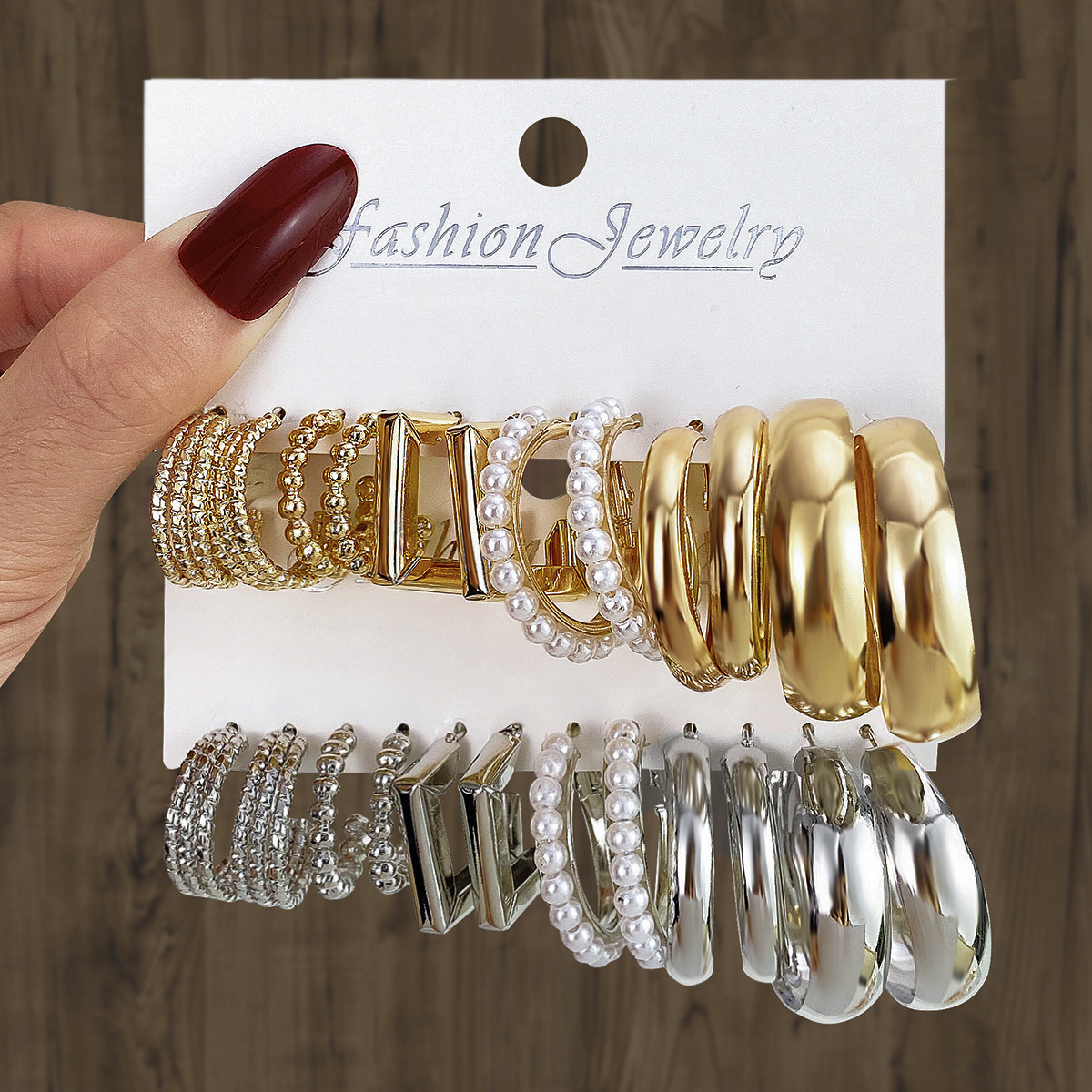 Geometric Pattern All Seasons Season 1 Set Simple Style Geometric Plating Alloy Hoop Earrings Ear Studs