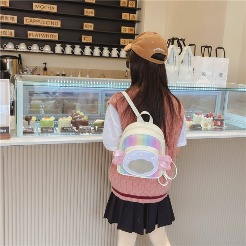 Children's small bag, cute little girl PU wings backpack, stylish princess travel backpack, girl's school bag