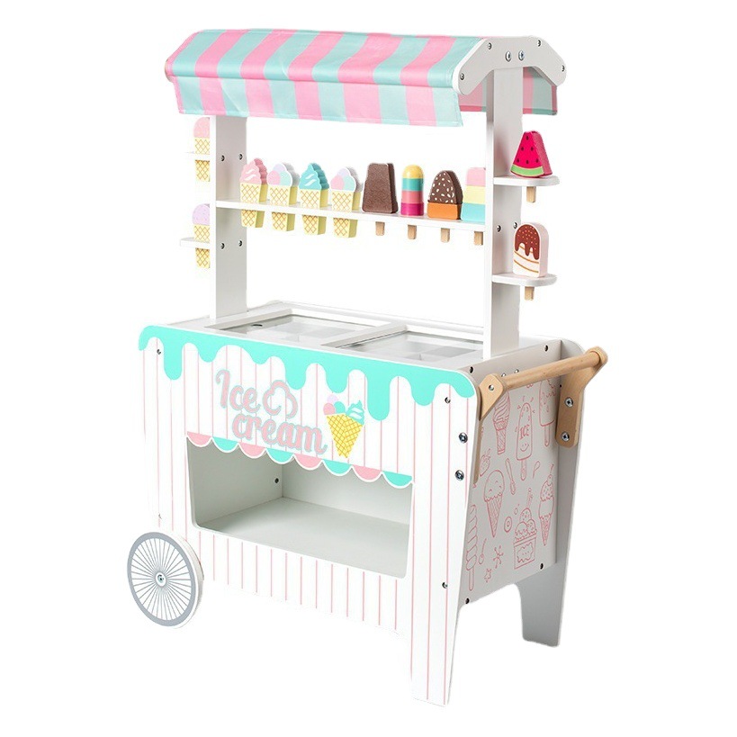 Helado de madera bebé kibbutt trolley niños jugar casa padre-niño juguetes interactivos