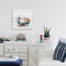 北欧美式复古海鸥小船蓝色帆布挂画客厅餐厅背景墙装饰画芯内框画