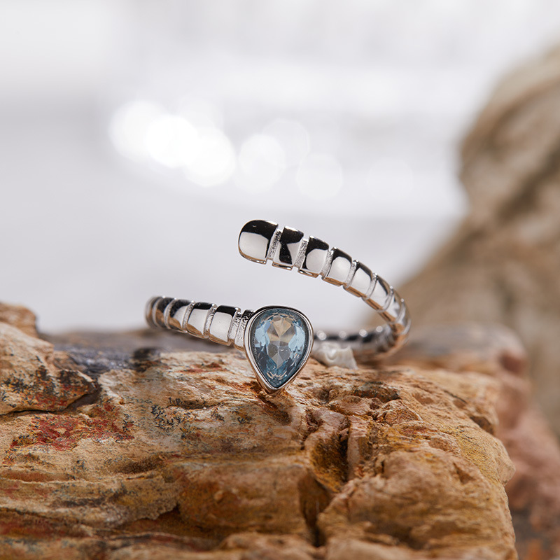 3g Weight Open Rings Classification Adjustable Ring Size 1 Piece Quantity Daily, Street Occasion 925 Sterling Silver, natural stone, Crystal Material Geometric Pattern All Seasons Season Women's Gender Simple Style, Classic Style Style 925 Sterling Silver Natural Stone Crystal Geometric Open Rings 9