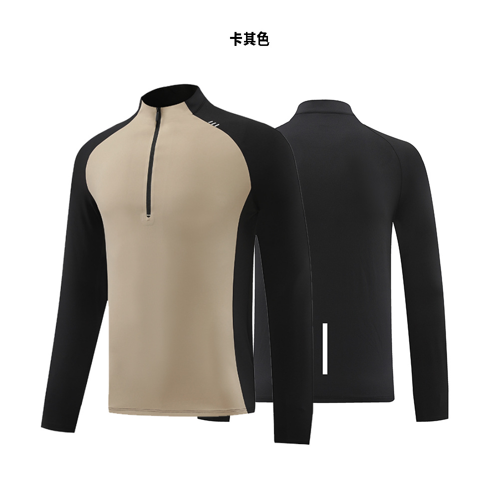 Camiseta de tenis deportiva sin marca de prensa semiacremallera Dijia invierno base chaqueta casual para correr y secar rápidamente mangas largas