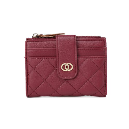 Overseas shopping new women's wallet solid color simple embroidery thread multi-card slot pu coin purse wallet cross-border wholesale