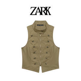 ZARK 欧美新款时尚拉链排扣饰背心 跨境外贸女装批发4341702505