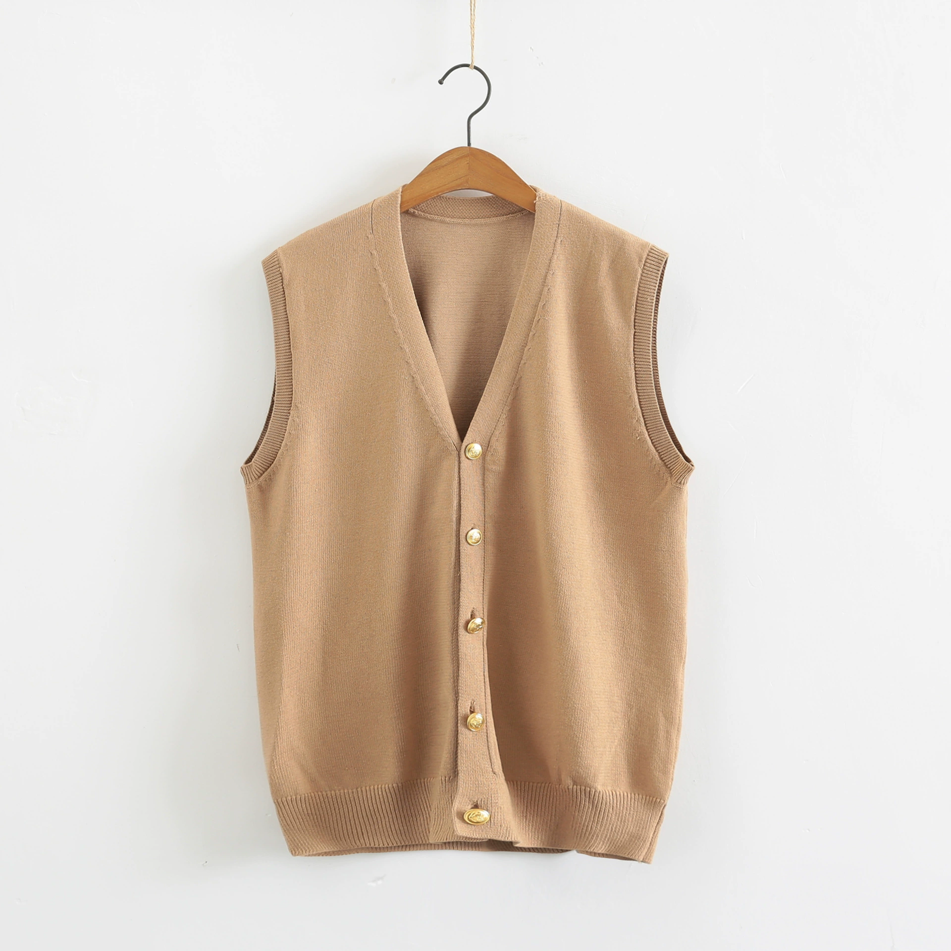 Весенний и осенний сплошной цвет японского колледжа стиль V-образный жилет