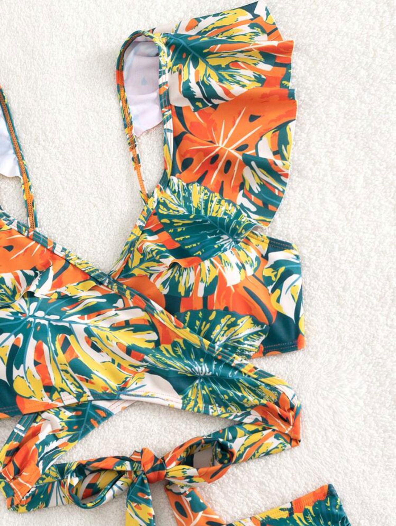 210g Weight Comfort Feel Of Sensation Mid Waist Panties Waist Bralette Bra Category Polyester Fabric Type 2 Pieces Set Quantity Swimming Pool, Beach Occasion Ditsy Floral Pattern Women's Gender Women's Ditsy Floral 2 Pieces Set Bikinis Swimwear 4