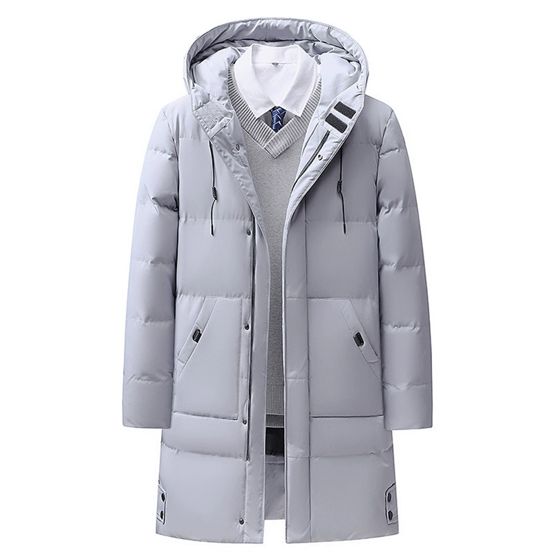 Мужское хлопковое пальто, зимнее Новое молодежное теплое пальто средней длины с капюшоном, утолщенное мужское хлопковое пальто