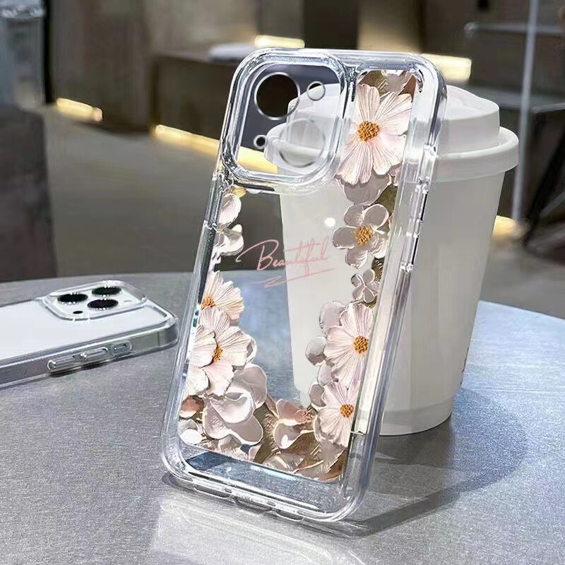 Oil Painting Flowers Suitable for Mate70 Transparent P70 Huawei Phone Case Honor 300Pro Anti-Drop Nova13Pro Soft