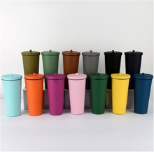 时尚创意750ml保温杯珍珠奶茶吸管杯广告礼品杯可定 制颜色LOGO