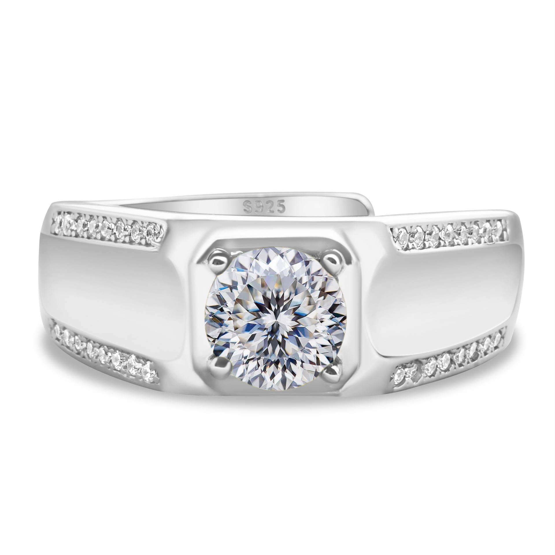 925 plata esterlina gran anillo de hombre de piedra moissan anillo masculino chapado pt950 oro atmósfera para enviar al por mayor fábrica de novio spot