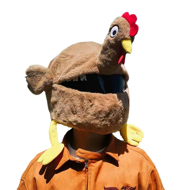 Cubierta transfronteriza para casco de motocicleta, gorro de felpa de dibujos animados, cubierta de gallo, capucha completa para casco, máscara personalizada
