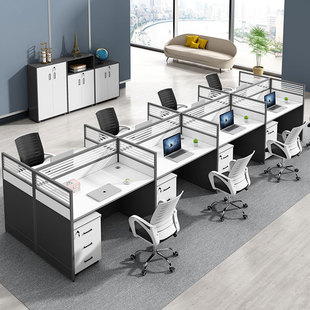 Casual Modern Office Staff 2-Person Screen Card Slot L-Shaped Partition Desk and Chair Combination Staff Desk