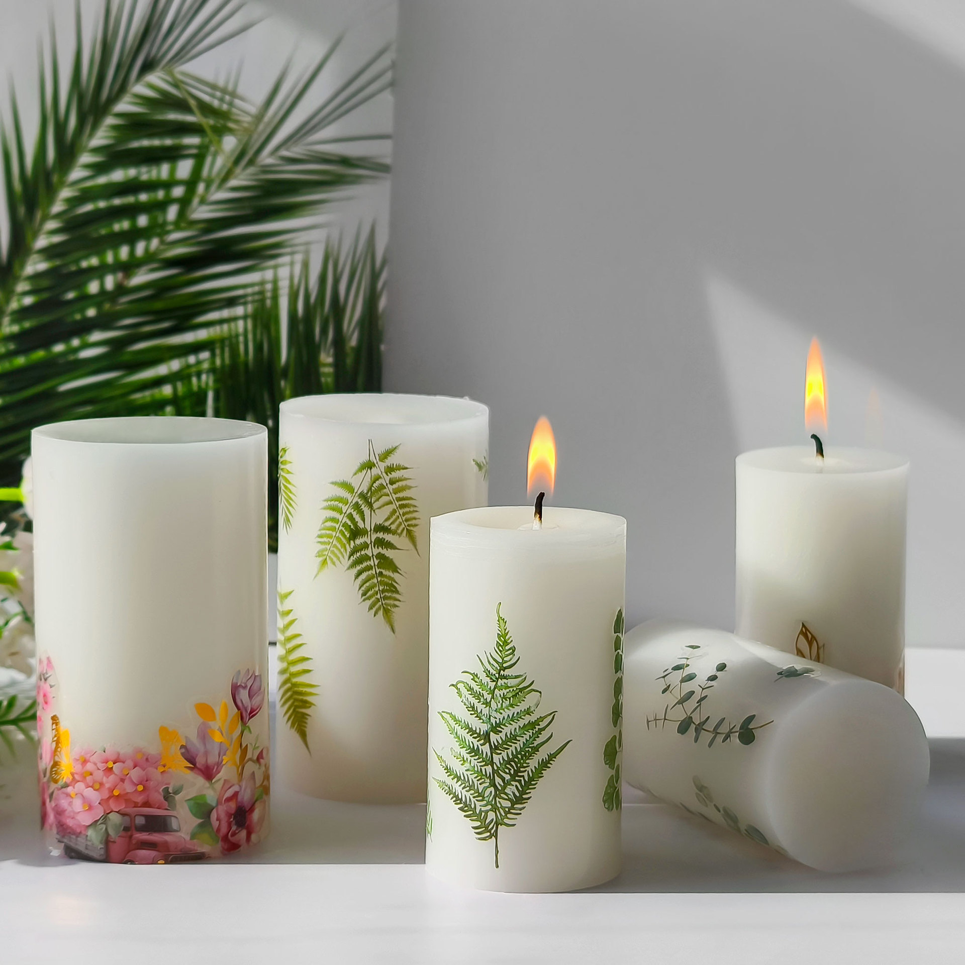 Jiahui Mei cilíndrico molde de cera de bananas diy vela de flores secas molde de columna de goteo de cristal hecho a mano