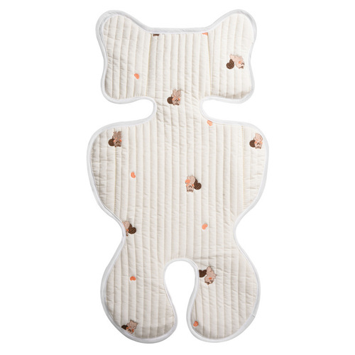 Korean INS New Baby Stroller Cushion with Embroidery, Breathable, Four-Season Universal, Pure Cotton, Soft Stroller Seat