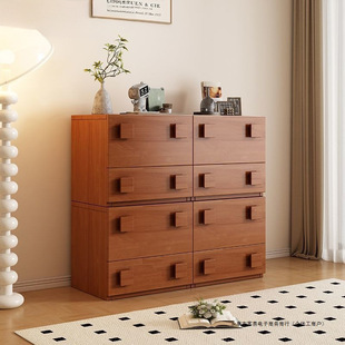 Medieval Style Cabinet Solid Wood Home Free Combination Tv Tv Cabinet Living Room Side Cabinet Simple Cupboard Simple and Modern