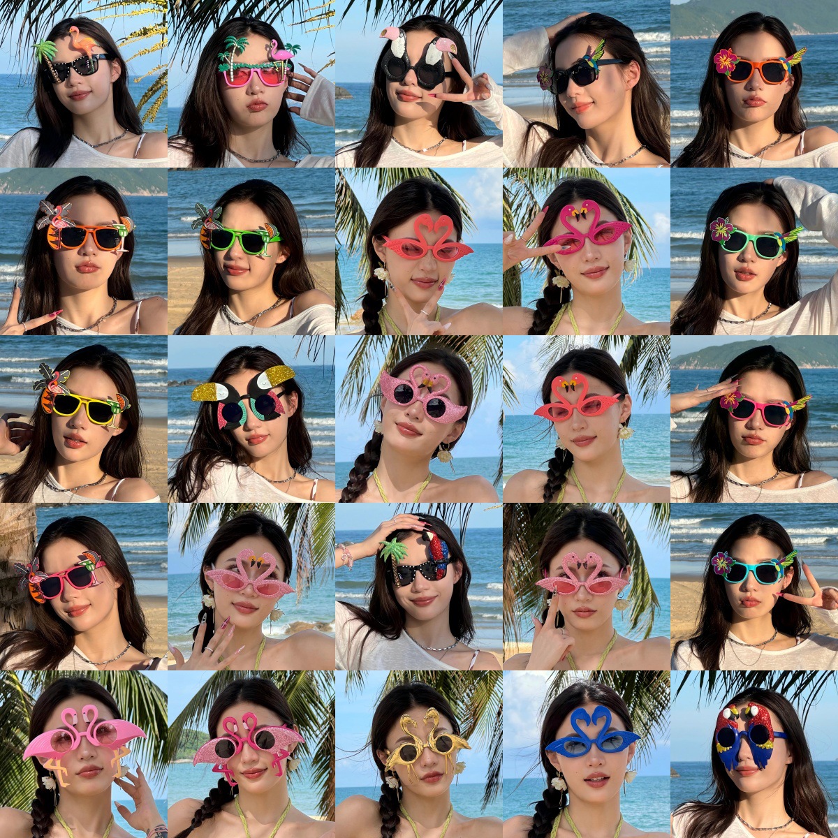 Gafas de Sol de Fiesta Hawaiana con Diseño de Flamenco ABS Decorativo para Playa