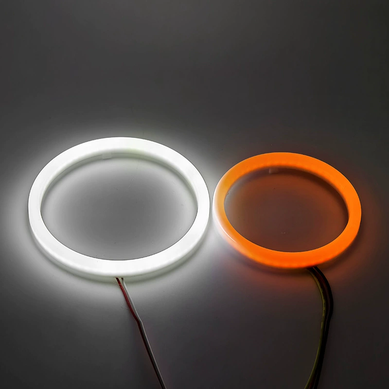 Автомобильные фары Поставки COB Автомобильные фары Светодиодный белый желтый двойной свет ангела глаза диафрагмы с рулевым 60MM мотоцикл универсальный